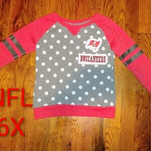 NFL Kids Gray and Red Polka Dot Buccaneers Sweatshirts